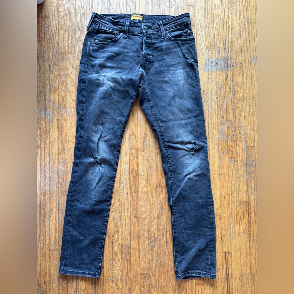 Jack & Jones Distressed Slim Black Jeans